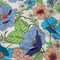 1 Yard Stretch Cotton Sateen Blue Springing Up Floral Print Fabric